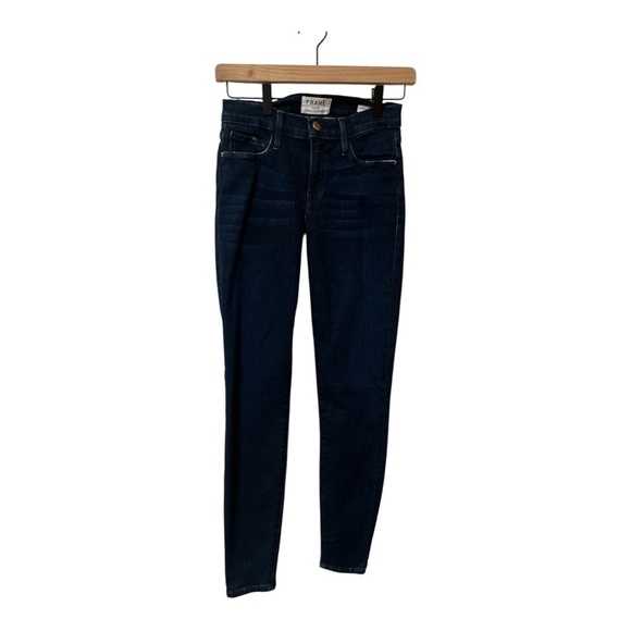 FRAME Le Skinny de Jeanne Crop Dark Wash Jeans - Picture 1 of 5